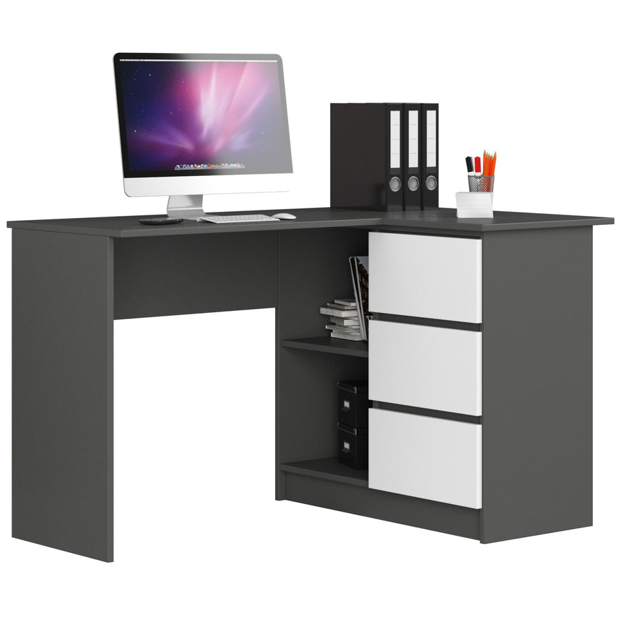 Eckschreibtisch – Funktionaler Bürotisch mit drei Schubladen