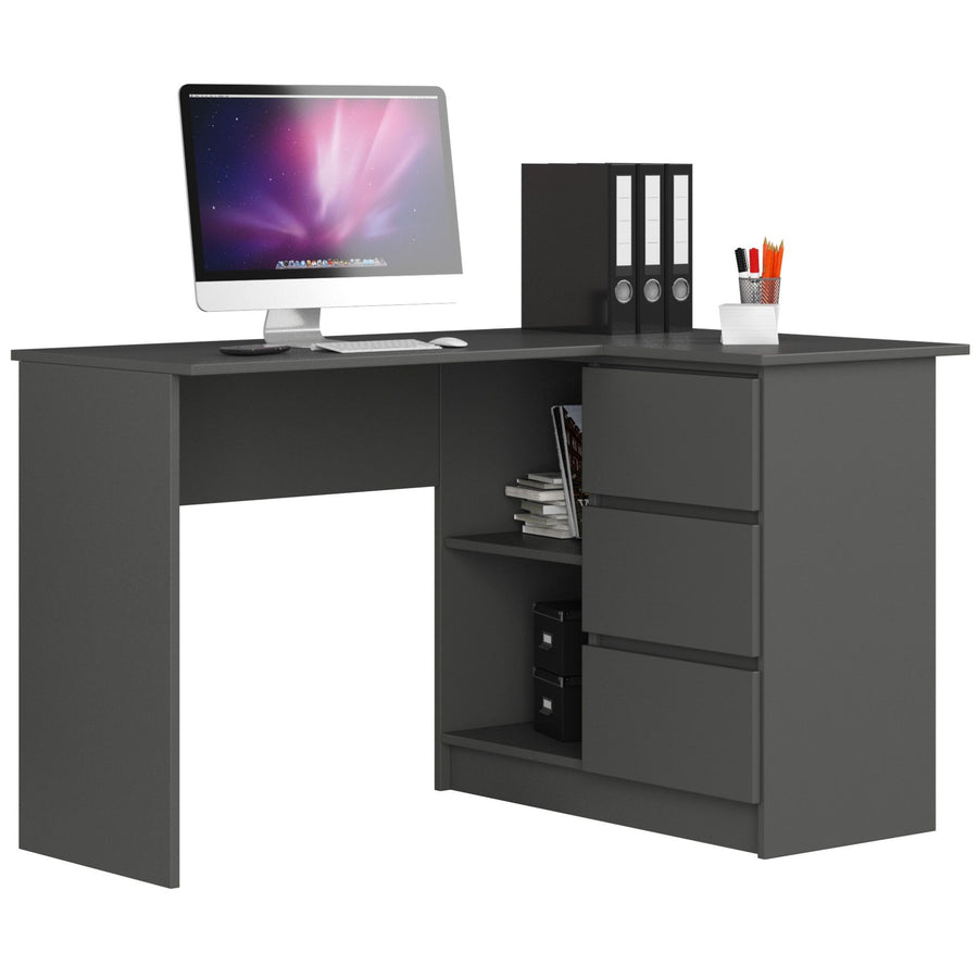 Eckschreibtisch – Funktionaler Bürotisch mit drei Schubladen