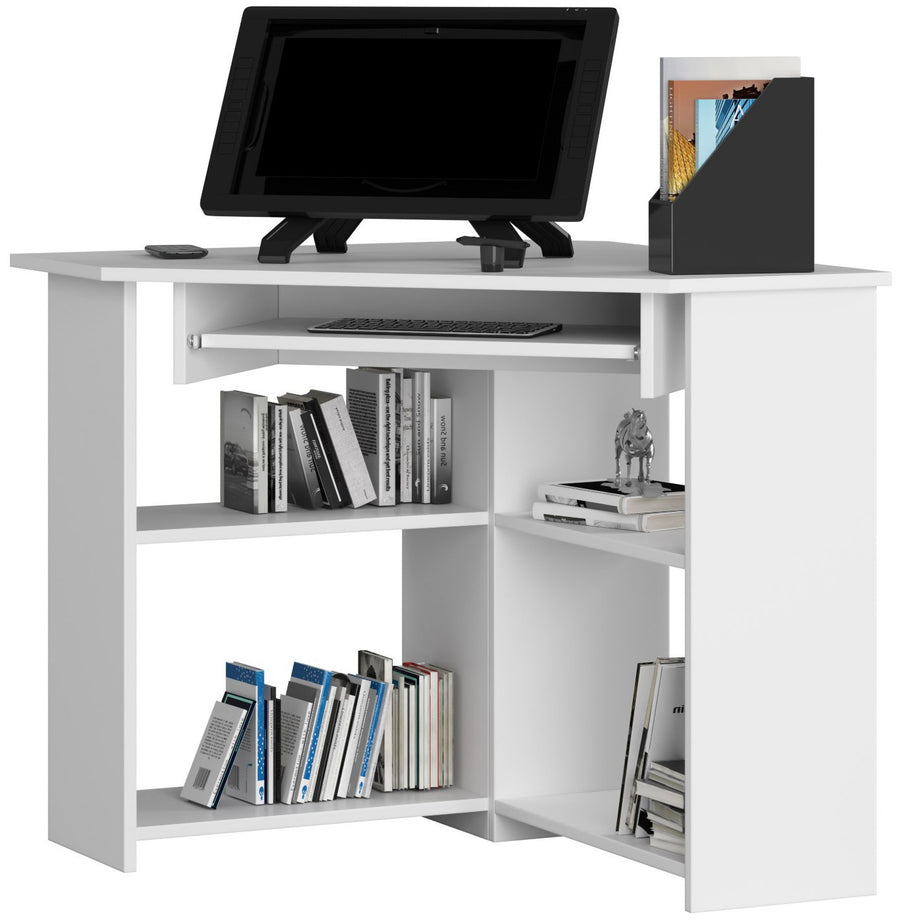 Eckschreibtisch – TED – Platzsparender Computertisch mit Regalfächern