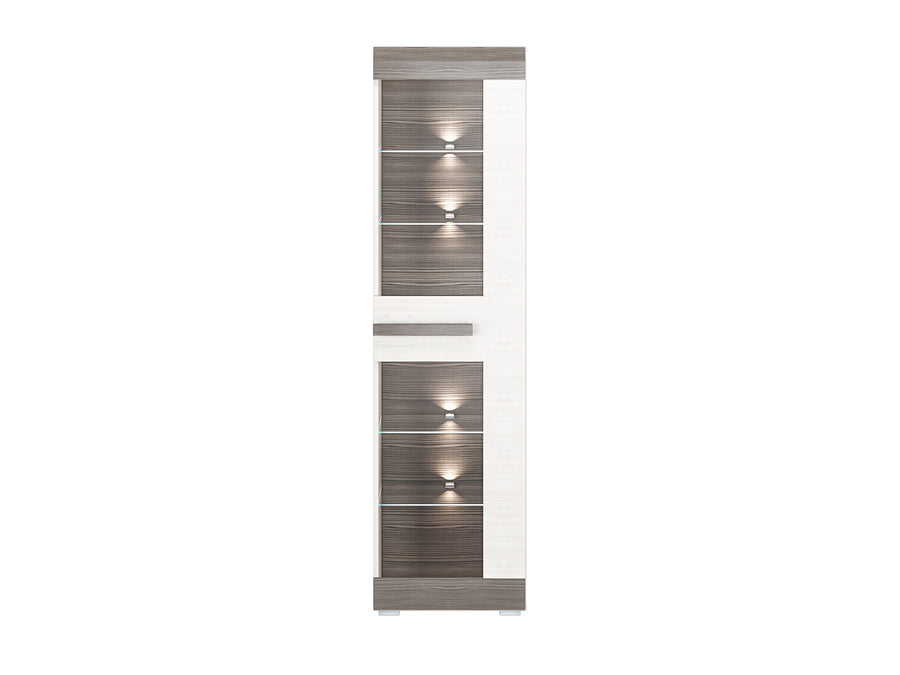 Vitrine – BLANCO 0201 – Elegante Schmalvitrine mit Glaselementen