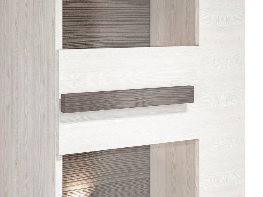 Vitrine – BLANCO 0201 – Elegante Schmalvitrine mit Glaselementen