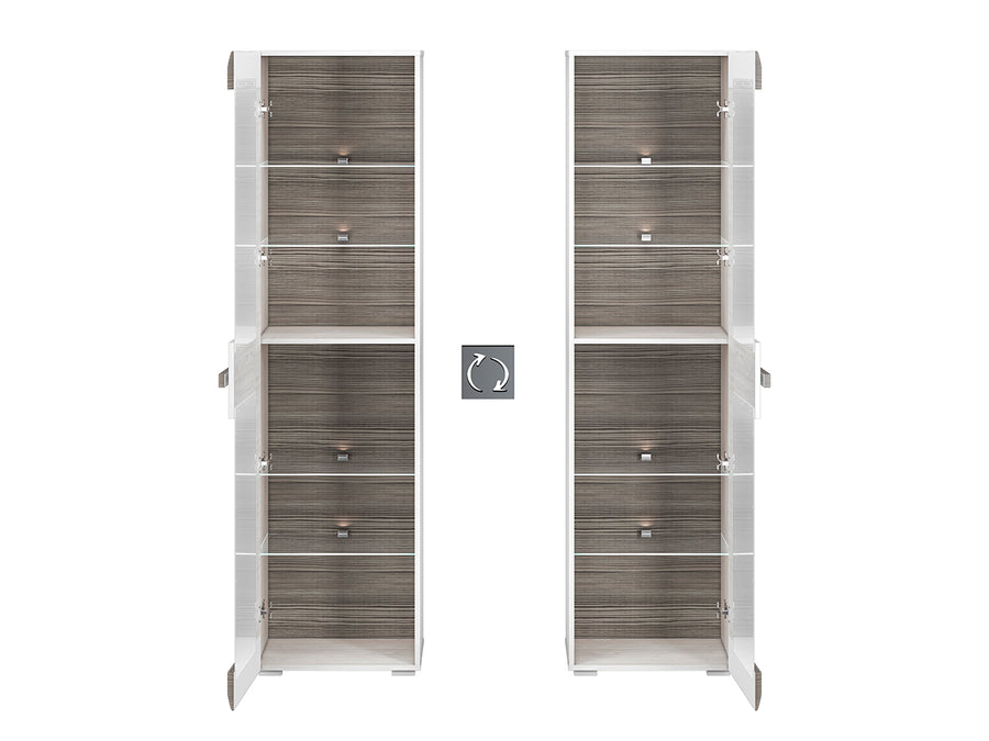 Vitrine – BLANCO 0201 – Elegante Schmalvitrine mit Glaselementen