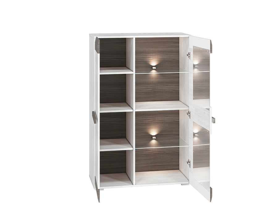 Vitrine – BLANCO 0501 – Elegante Highboard-Vitrine in moderner Holzoptik