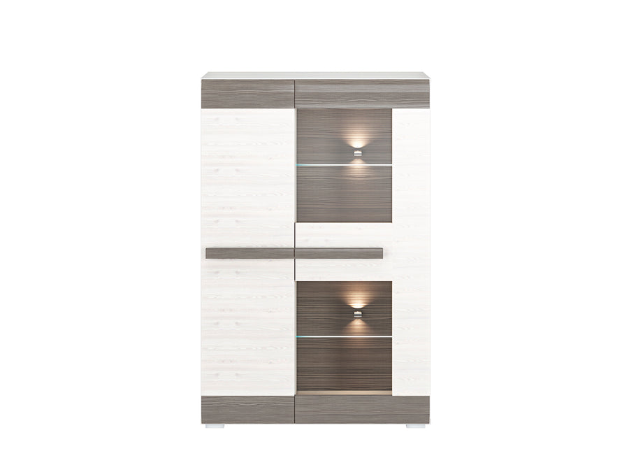 Vitrine – BLANCO 0501 – Elegante Highboard-Vitrine in moderner Holzoptik