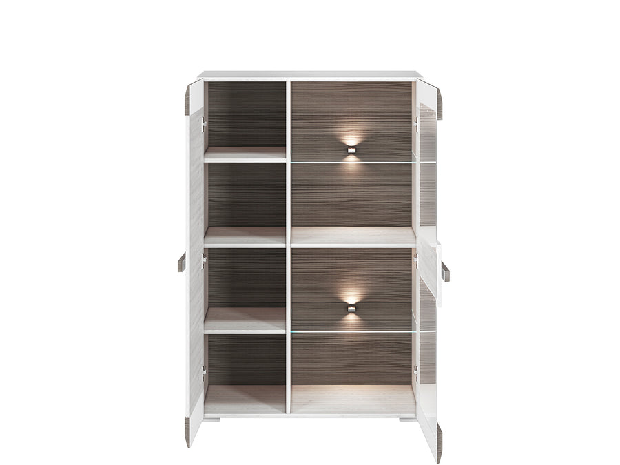 Vitrine – BLANCO 0501 – Elegante Highboard-Vitrine in moderner Holzoptik