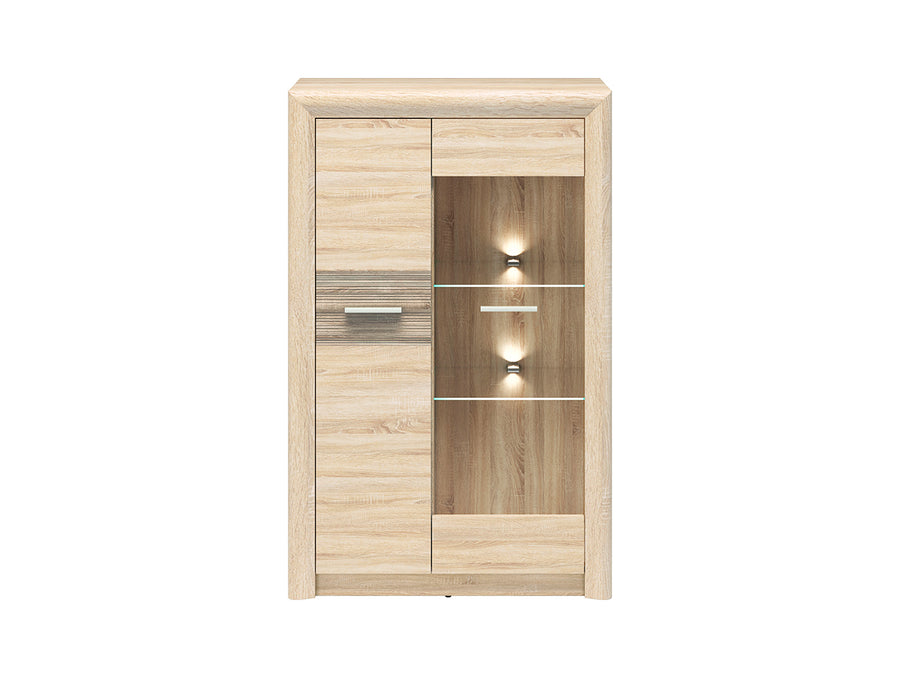 Kompaktvitrine – CASTEL 06/S – Moderne Wohnzimmer Vitrine mit Glasanteil