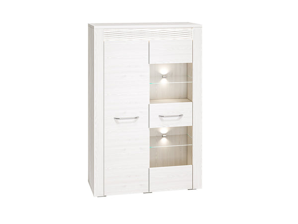 CLERMONT 05 Vitrine – 92 cm – Moderne Standvitrine mit Holzoptik