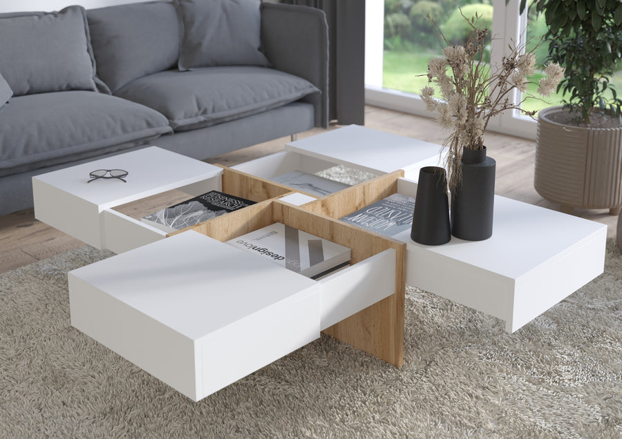Couchtisch – DRAW – Moderner Wohnzimmertisch mit Stauraum