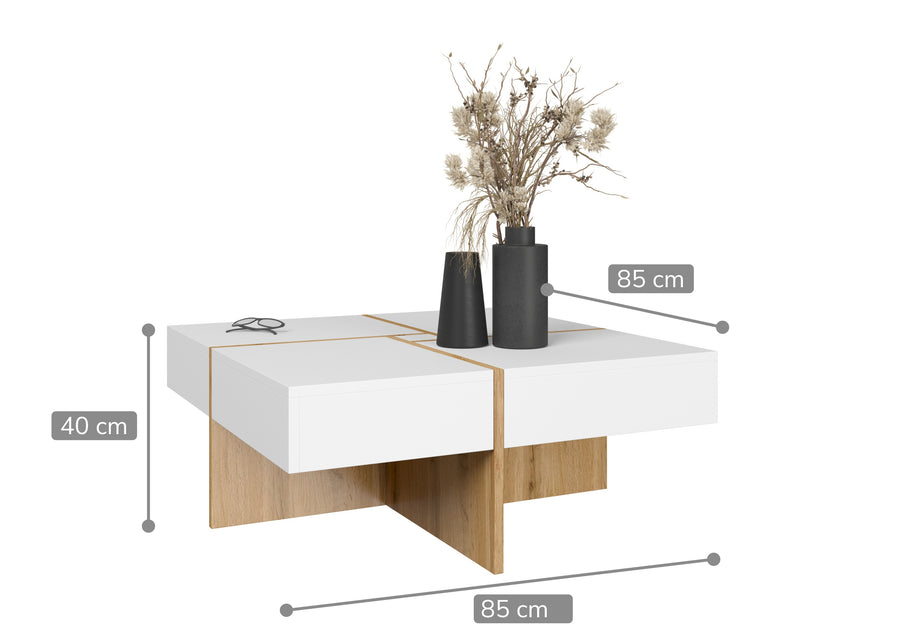 Couchtisch – DRAW – Moderner Wohnzimmertisch mit Stauraum