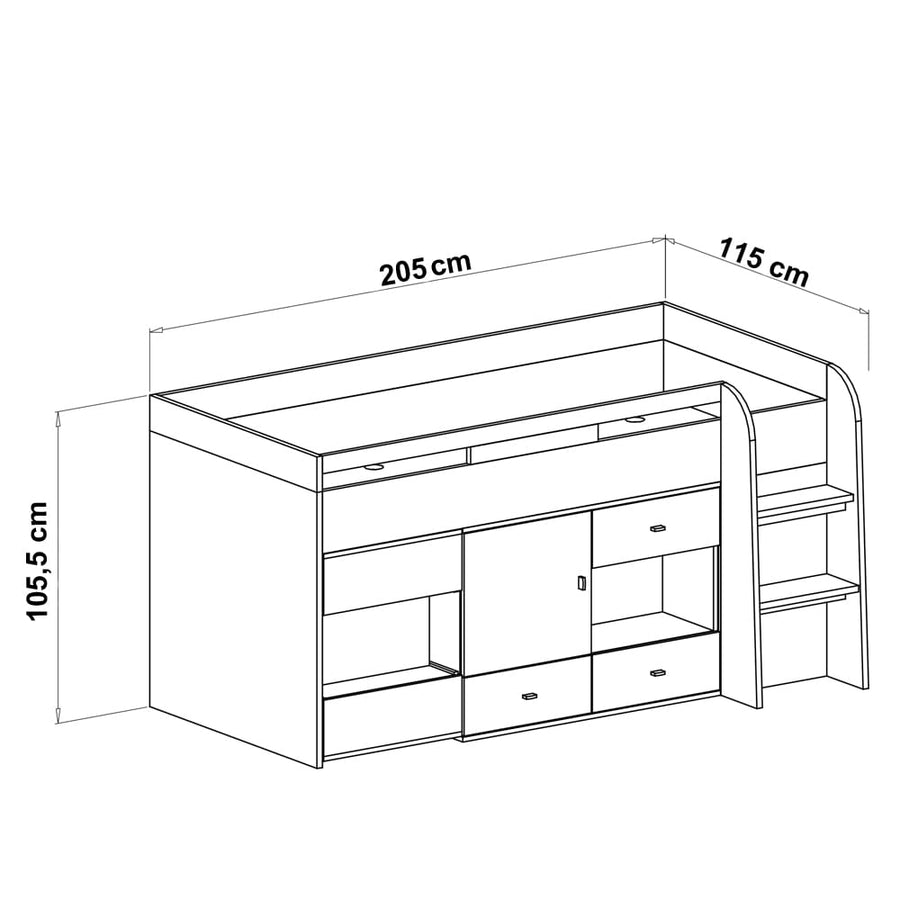 Schlafzimmer Set – 3 Teile – MOBI System – Weiß / Blau – Funktionale Möbel für Jugendzimmer