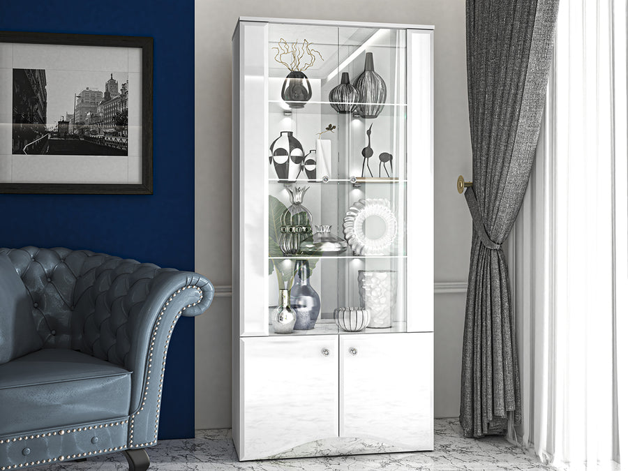 Vitrine – GLAMOUR 01 – Moderne Glasvitrine mit Hochglanzfront