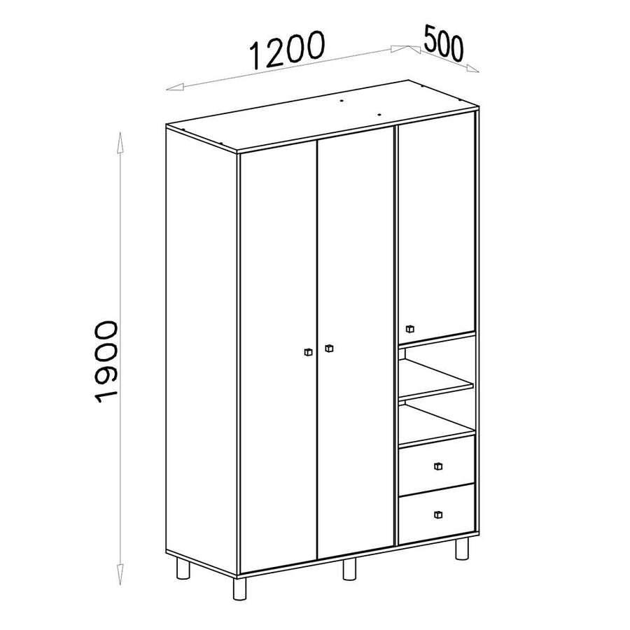 Schlafzimmer-Set – FARO – 5 Teile, Grau / Weiß, modern