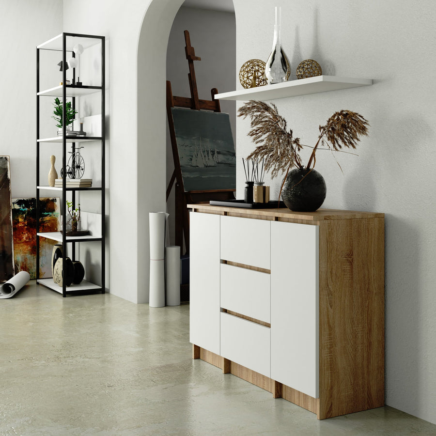 Kommode – CLP – Funktionale Kommode mit 2 Türen und 3 Schubladen