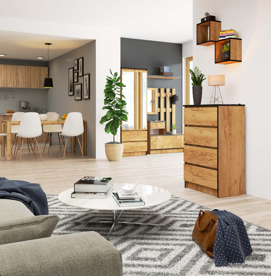 Kommode – Zeitlose Eleganz mit 4 geräumigen Schubladen