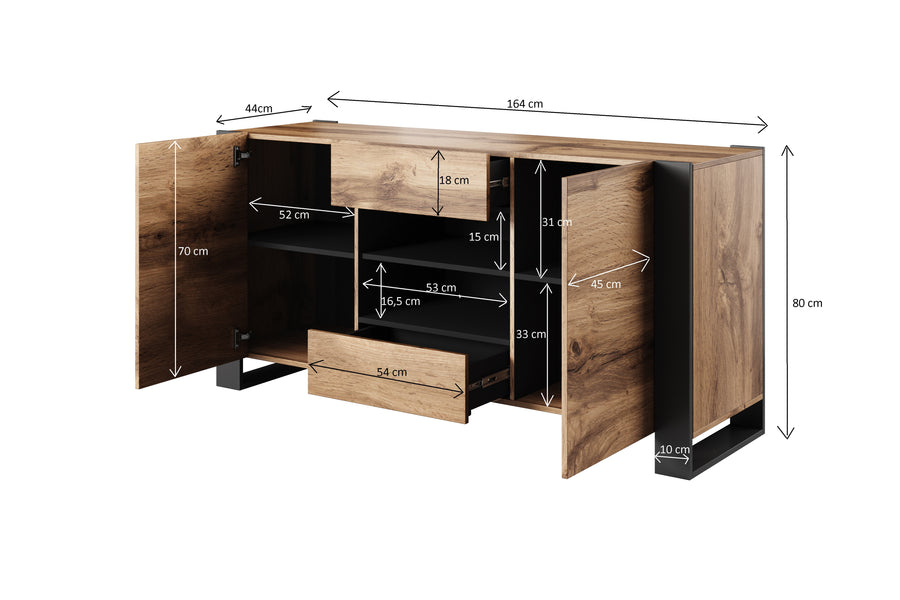 Kommode – WOOD I – Modernes Sideboard mit Holzoptik 164 cm