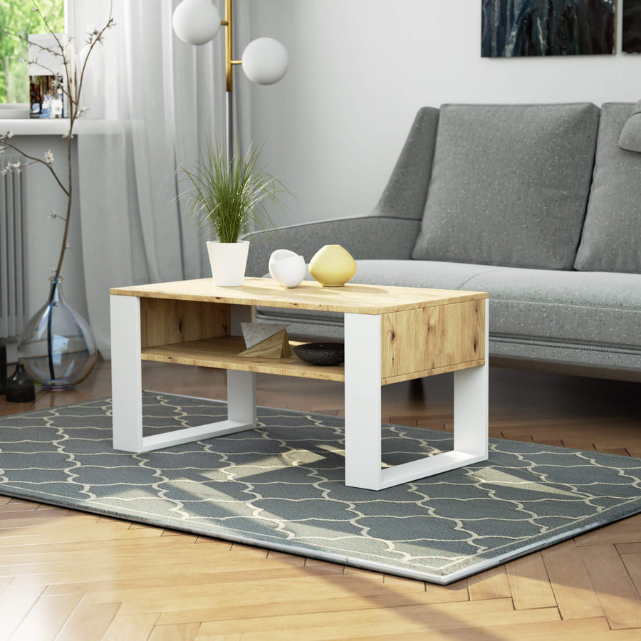 Couchtisch – DOMI – Moderner Wohnzimmertisch mit praktischer Ablage