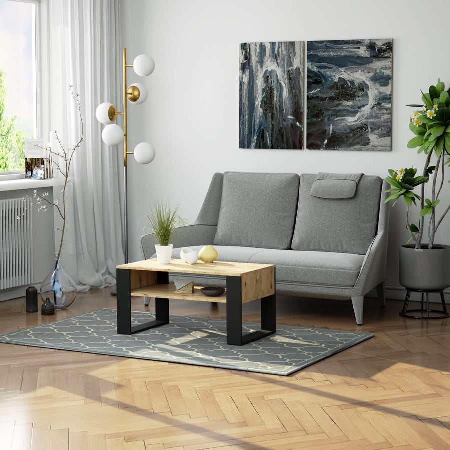 Couchtisch – DOMI – Moderner Wohnzimmertisch mit praktischer Ablage