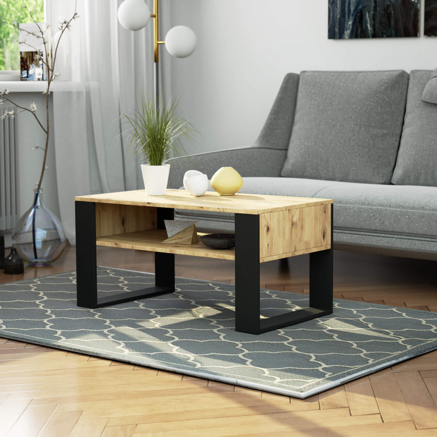 Couchtisch – DOMI – Moderner Wohnzimmertisch mit praktischer Ablage