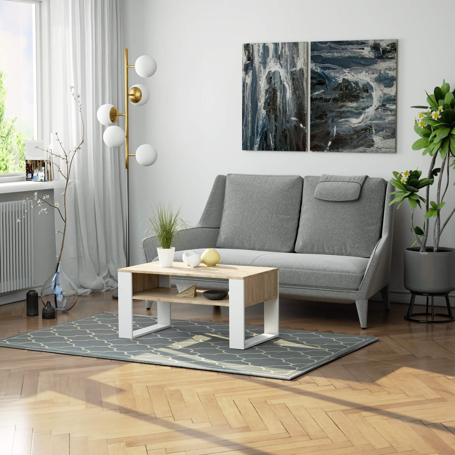 Couchtisch – DOMI – Moderner Wohnzimmertisch mit praktischer Ablage