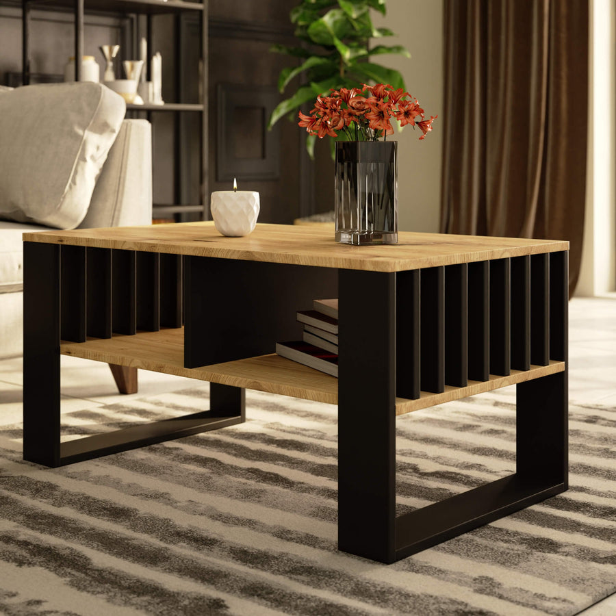 Couchtisch – ROCKFORD – Design Tisch mit Lamellen und modernem Look