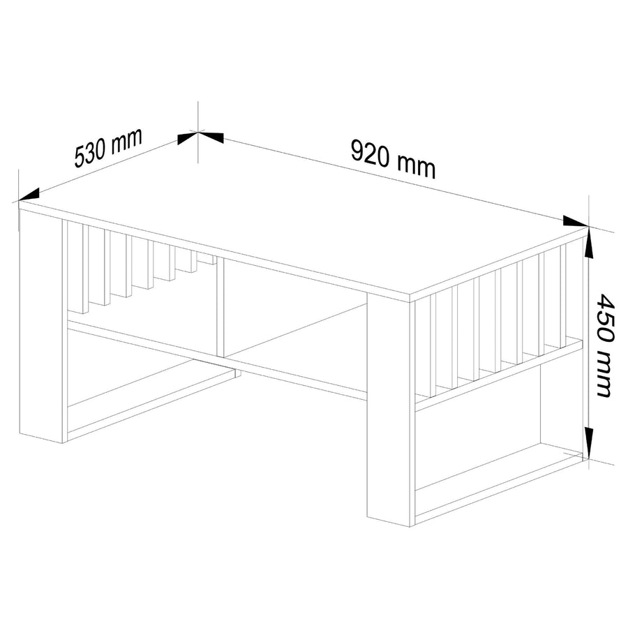 Couchtisch – ROCKFORD – Design Tisch mit Lamellen und modernem Look