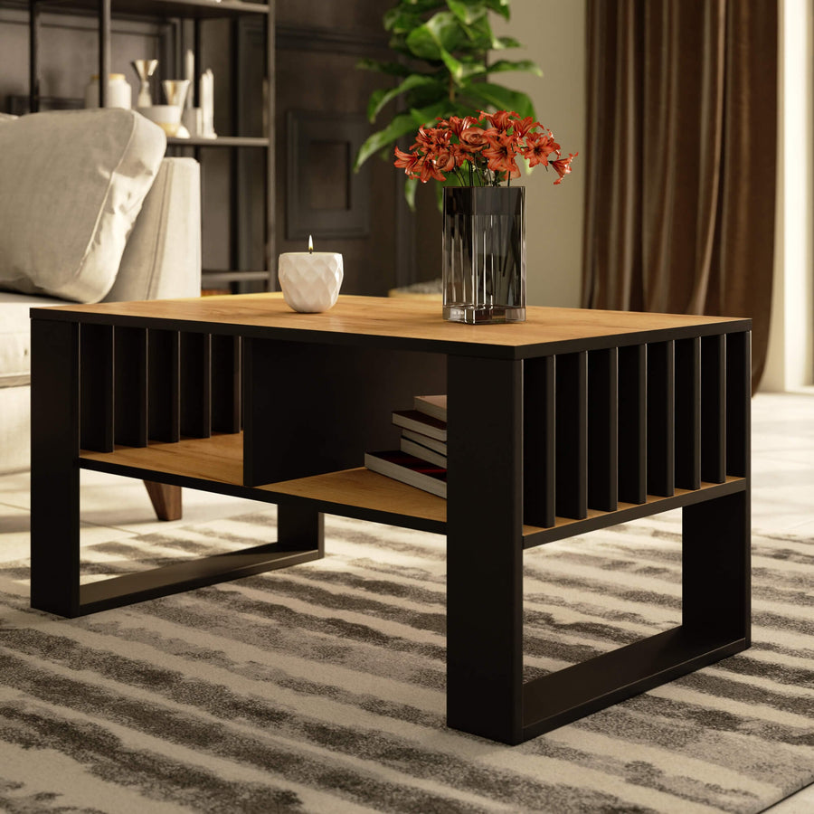 Couchtisch – ROCKFORD – Design Tisch mit Lamellen und modernem Look