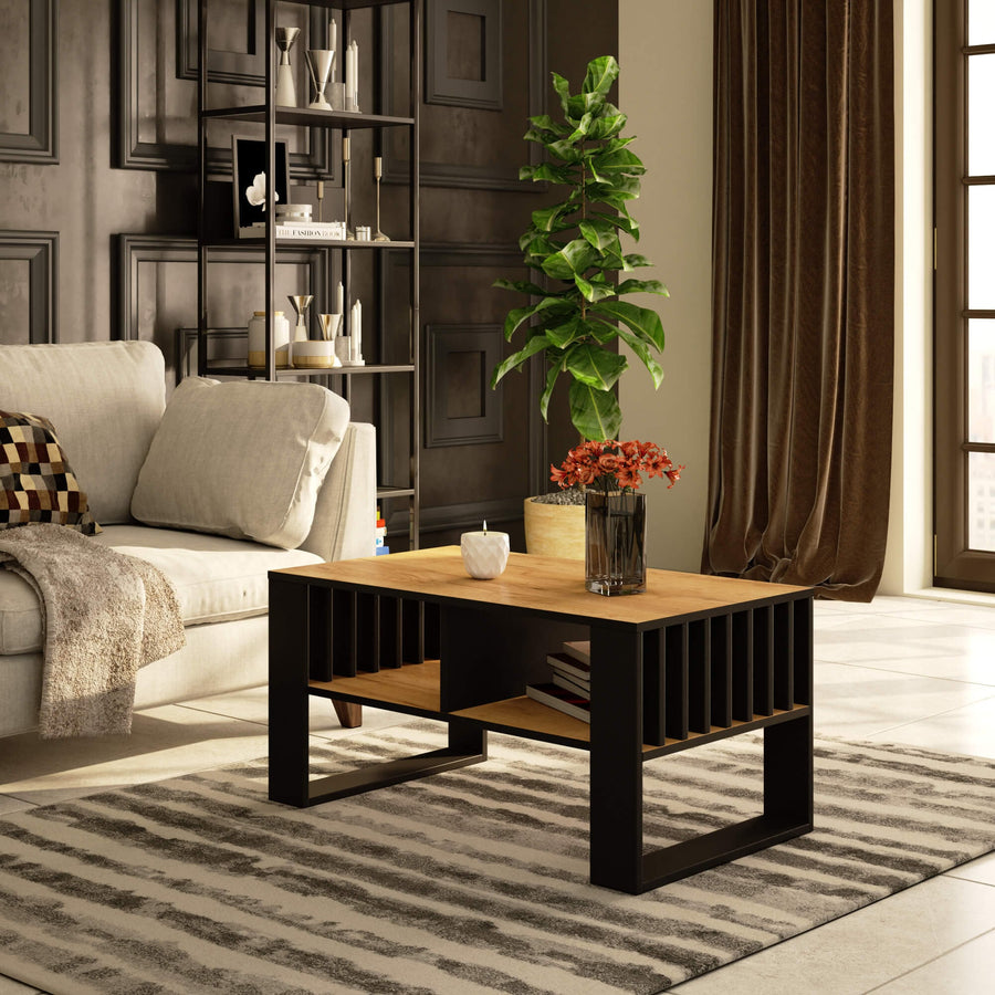 Couchtisch – ROCKFORD – Design Tisch mit Lamellen und modernem Look