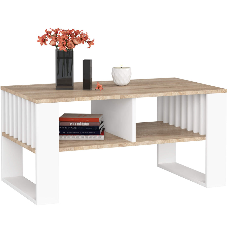 Couchtisch – ROCKFORD – Design Tisch mit Lamellen und modernem Look