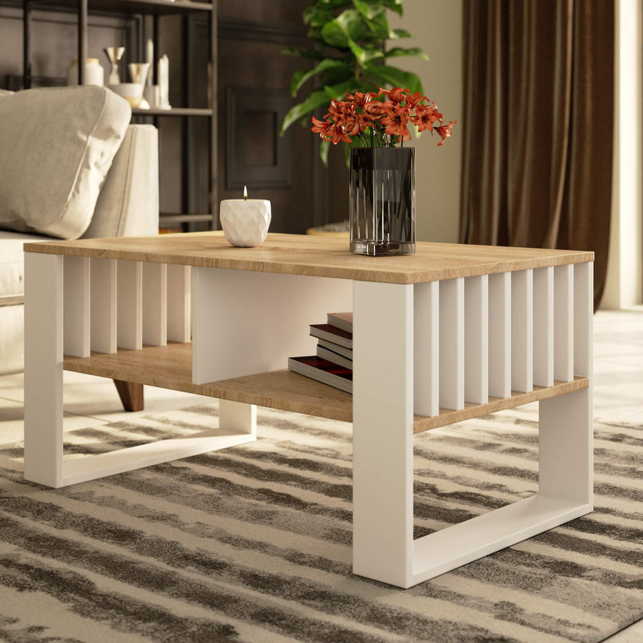 Couchtisch – ROCKFORD – Design Tisch mit Lamellen und modernem Look