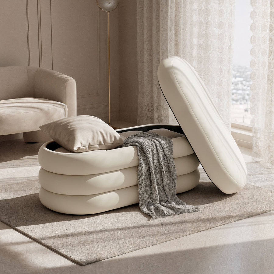 Sitzhocker – PUFFO – Elegante Veloursbank mit praktischer Aufbewahrung