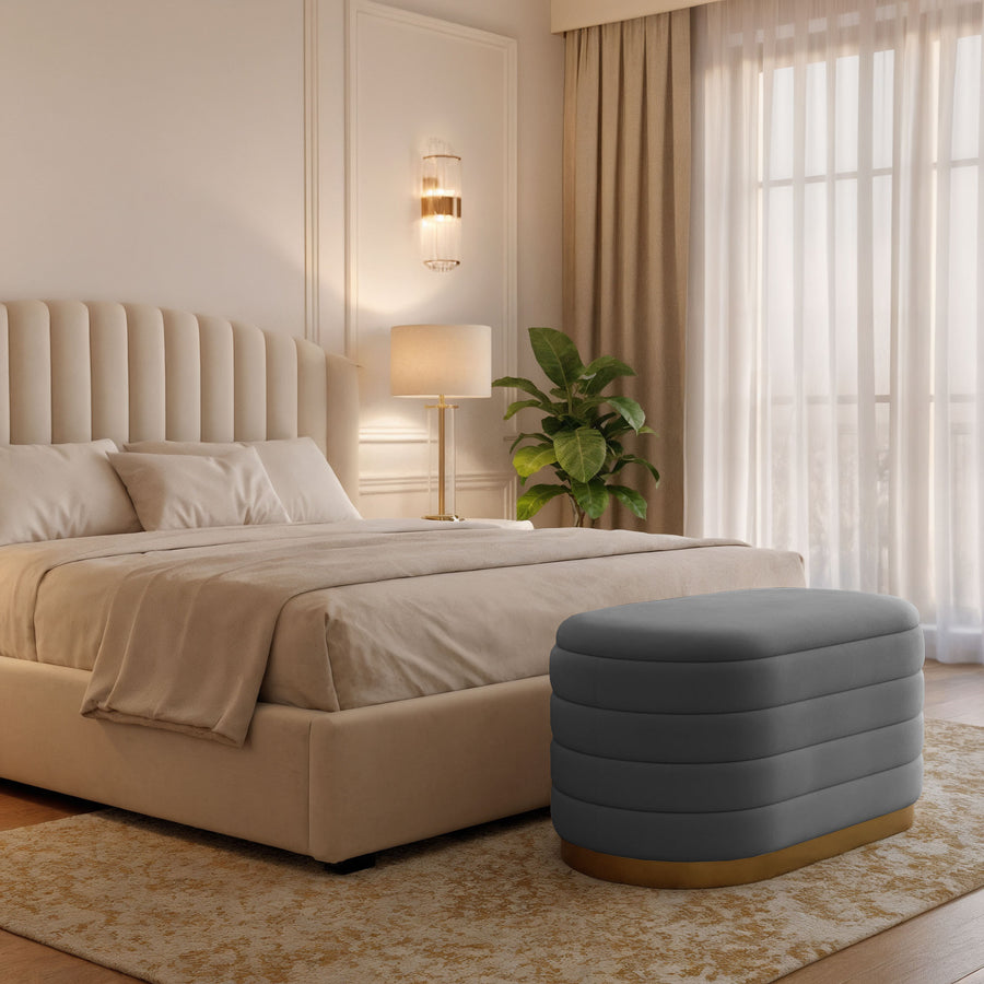 Sitzhocker – BELLA – Elegante Veloursbank im modernen Glamour Stil