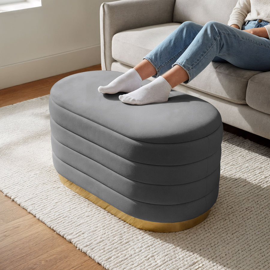 Sitzhocker – BELLA – Elegante Veloursbank im modernen Glamour Stil