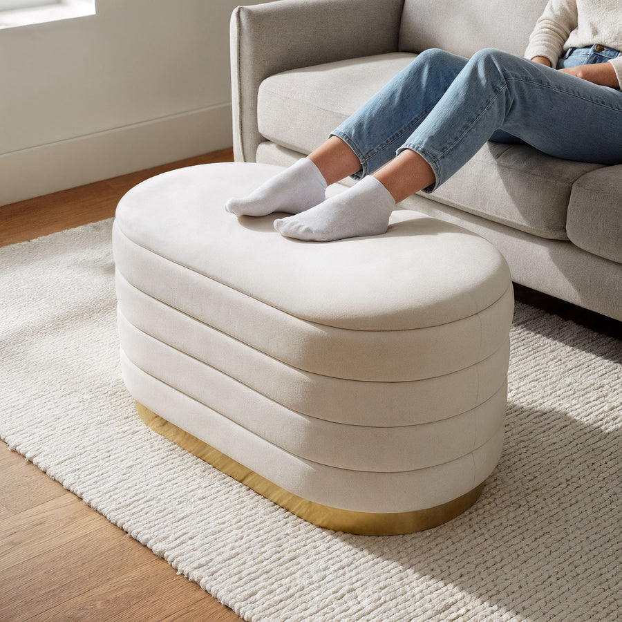 Sitzhocker – BELLA – Elegante Veloursbank im modernen Glamour Stil