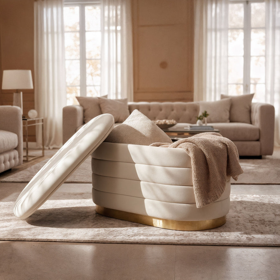 Sitzhocker – BELLA – Elegante Veloursbank im modernen Glamour Stil