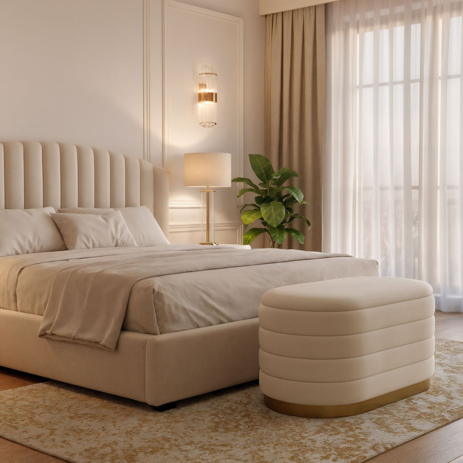 Sitzhocker – BELLA – Elegante Veloursbank im modernen Glamour Stil