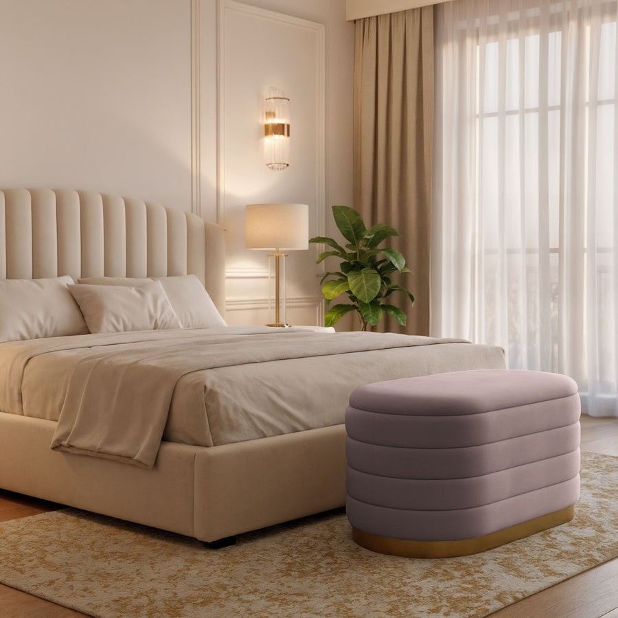 Sitzhocker – BELLA – Elegante Veloursbank im modernen Glamour Stil