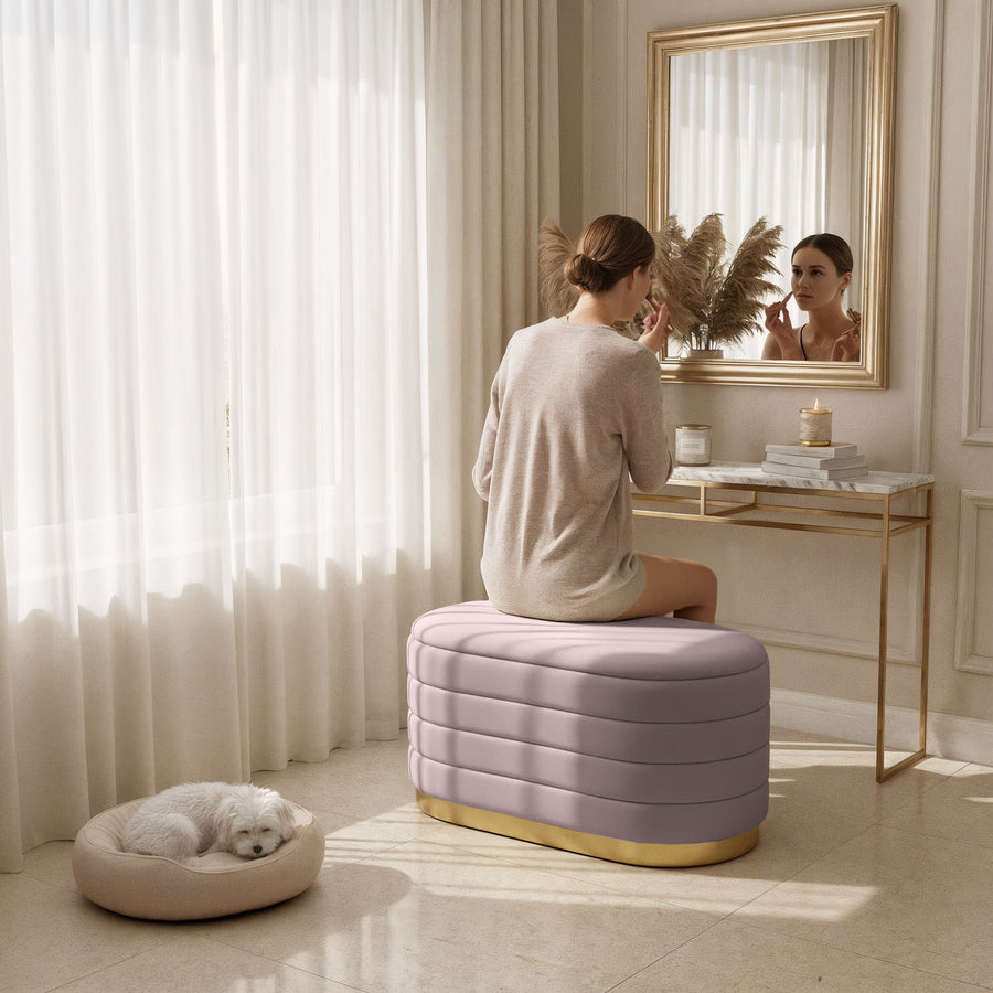 Sitzhocker – BELLA – Elegante Veloursbank im modernen Glamour Stil