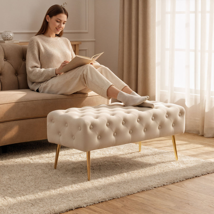 Sitzhocker – MONACO – Elegante Veloursbank im luxuriösen Glamour Stil