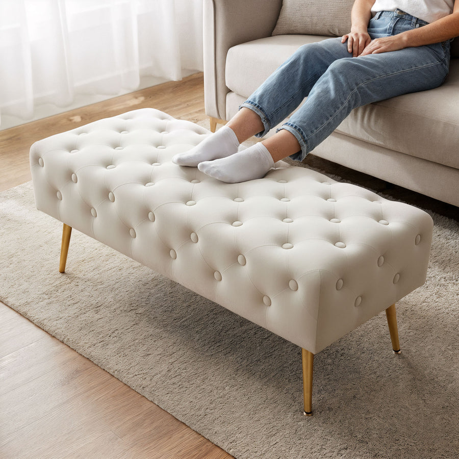 Sitzhocker – MONACO – Elegante Veloursbank im luxuriösen Glamour Stil