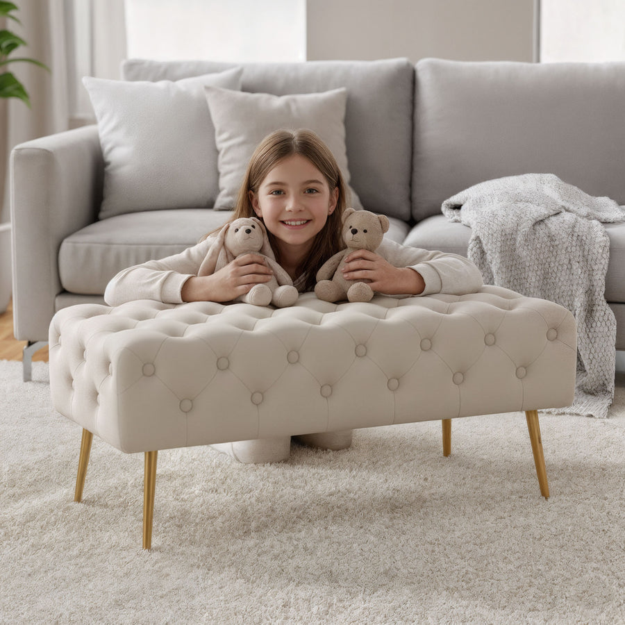 Sitzhocker – MONACO – Elegante Veloursbank im luxuriösen Glamour Stil
