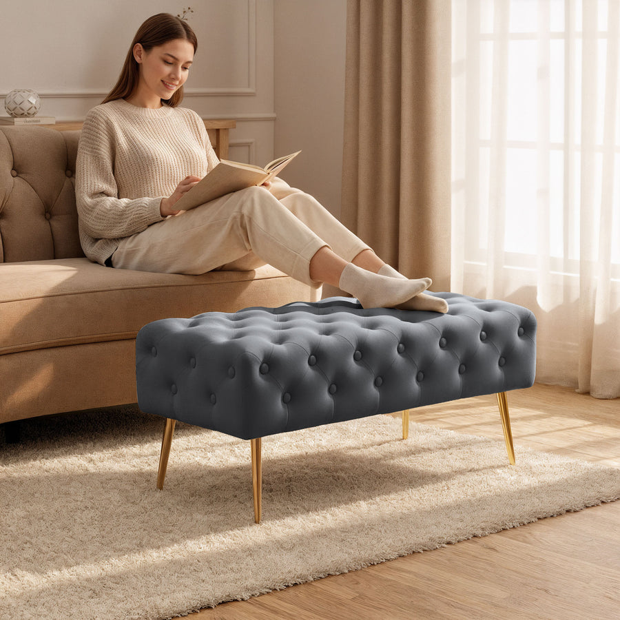 Sitzhocker – MONACO – Elegante Veloursbank im luxuriösen Glamour Stil