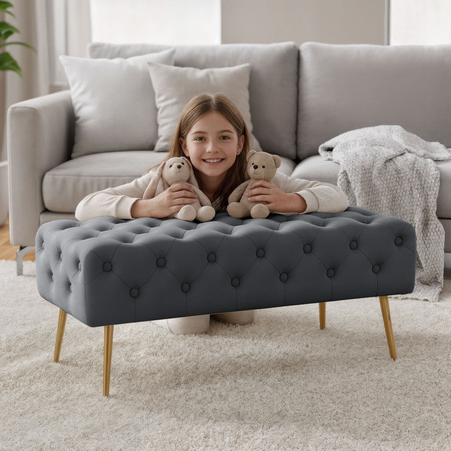 Sitzhocker – MONACO – Elegante Veloursbank im luxuriösen Glamour Stil
