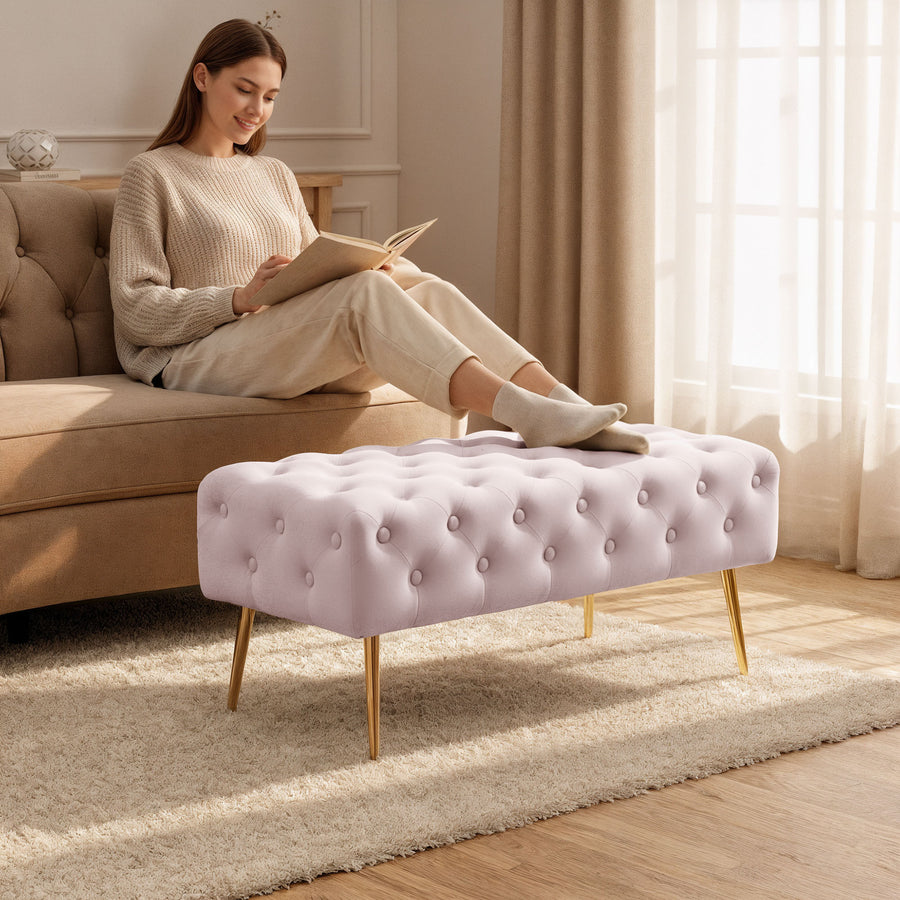 Sitzhocker – MONACO – Elegante Veloursbank im luxuriösen Glamour Stil