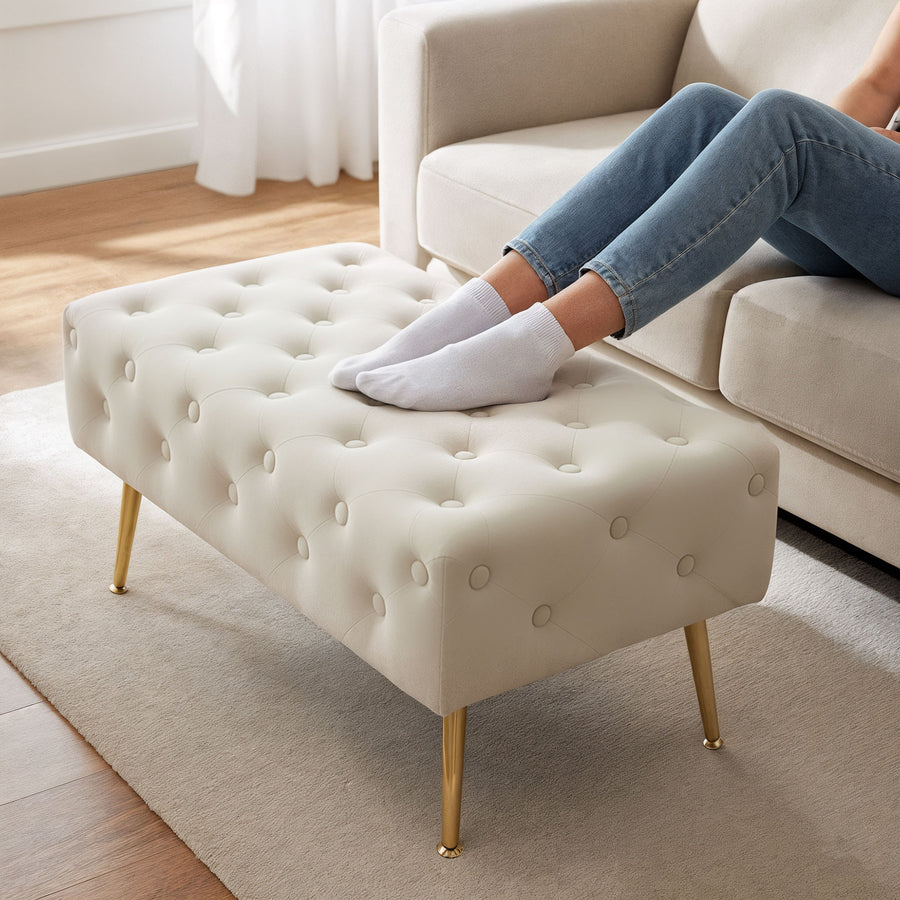 Sitzhocker – MADRID – Elegante Velourbank im Glamour Stil