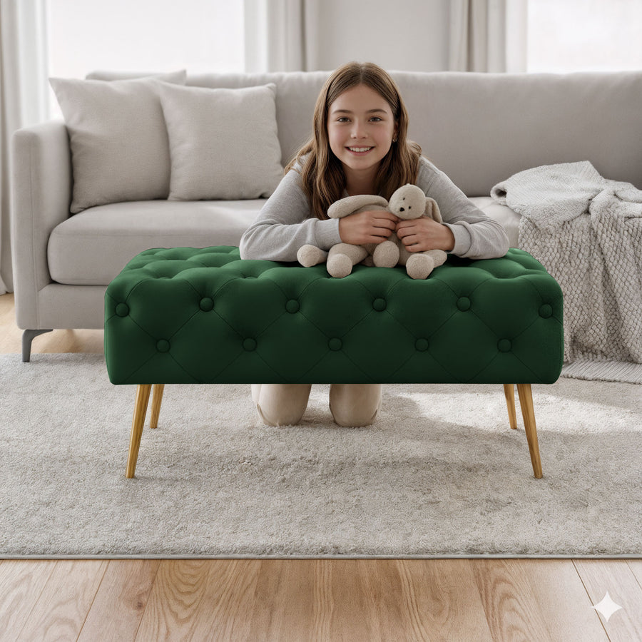 Sitzhocker – MADRID – Elegante Velourbank im Glamour Stil