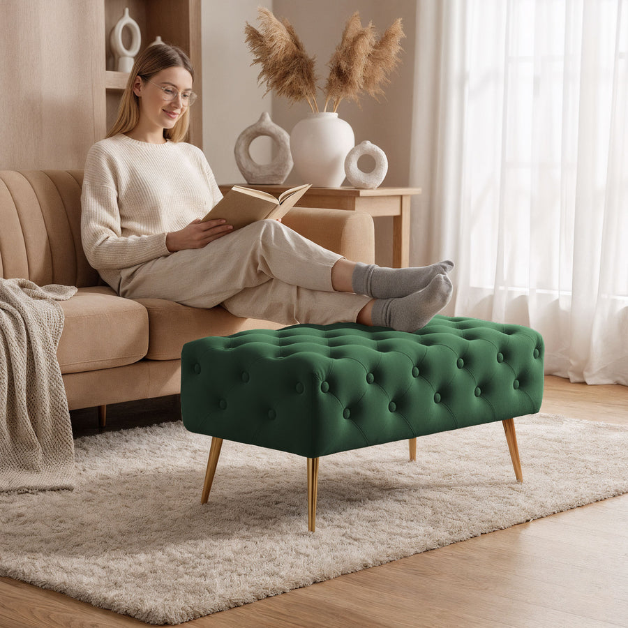 Sitzhocker – MADRID – Elegante Velourbank im Glamour Stil