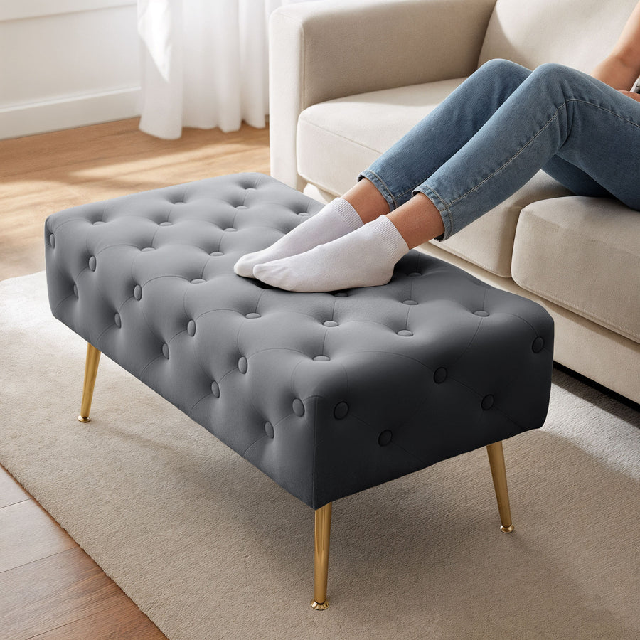 Sitzhocker – MADRID – Elegante Velourbank im Glamour Stil
