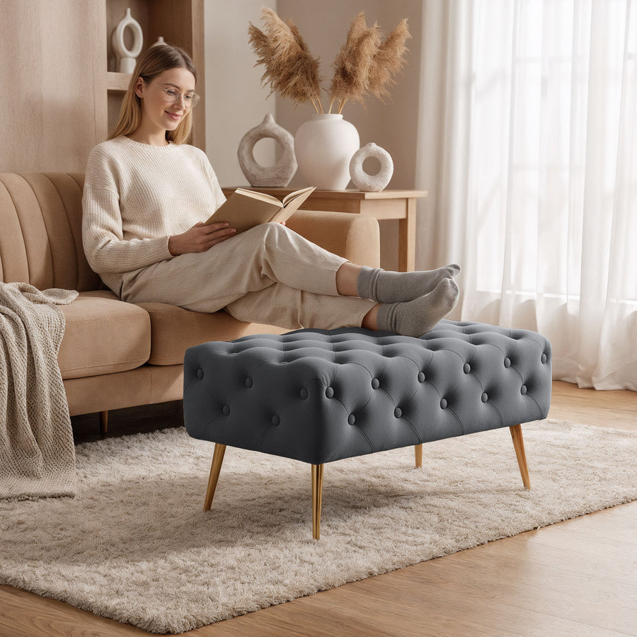 Sitzhocker – MADRID – Elegante Velourbank im Glamour Stil