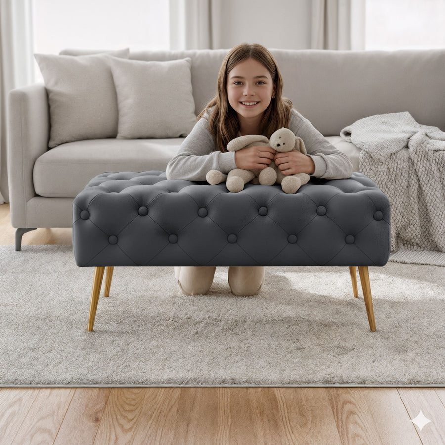 Sitzhocker – MADRID – Elegante Velourbank im Glamour Stil