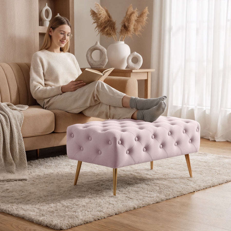 Sitzhocker – MADRID – Elegante Velourbank im Glamour Stil